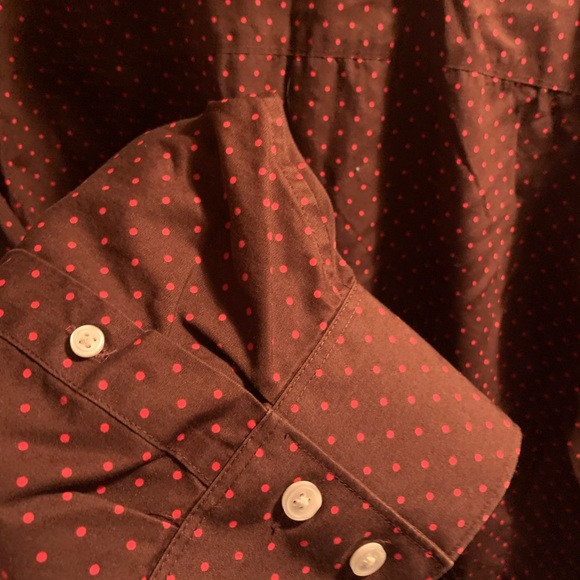 Lands End 24w Maroon with Pink Dots Button Down No Iron Supima - Picture 5 of 6